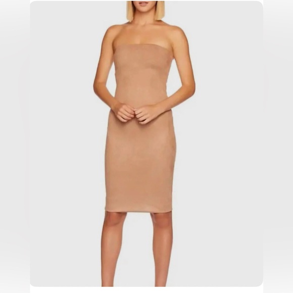 Susana Monaco Faux Suede Tube Dress, Sand - Picture 11 of 11